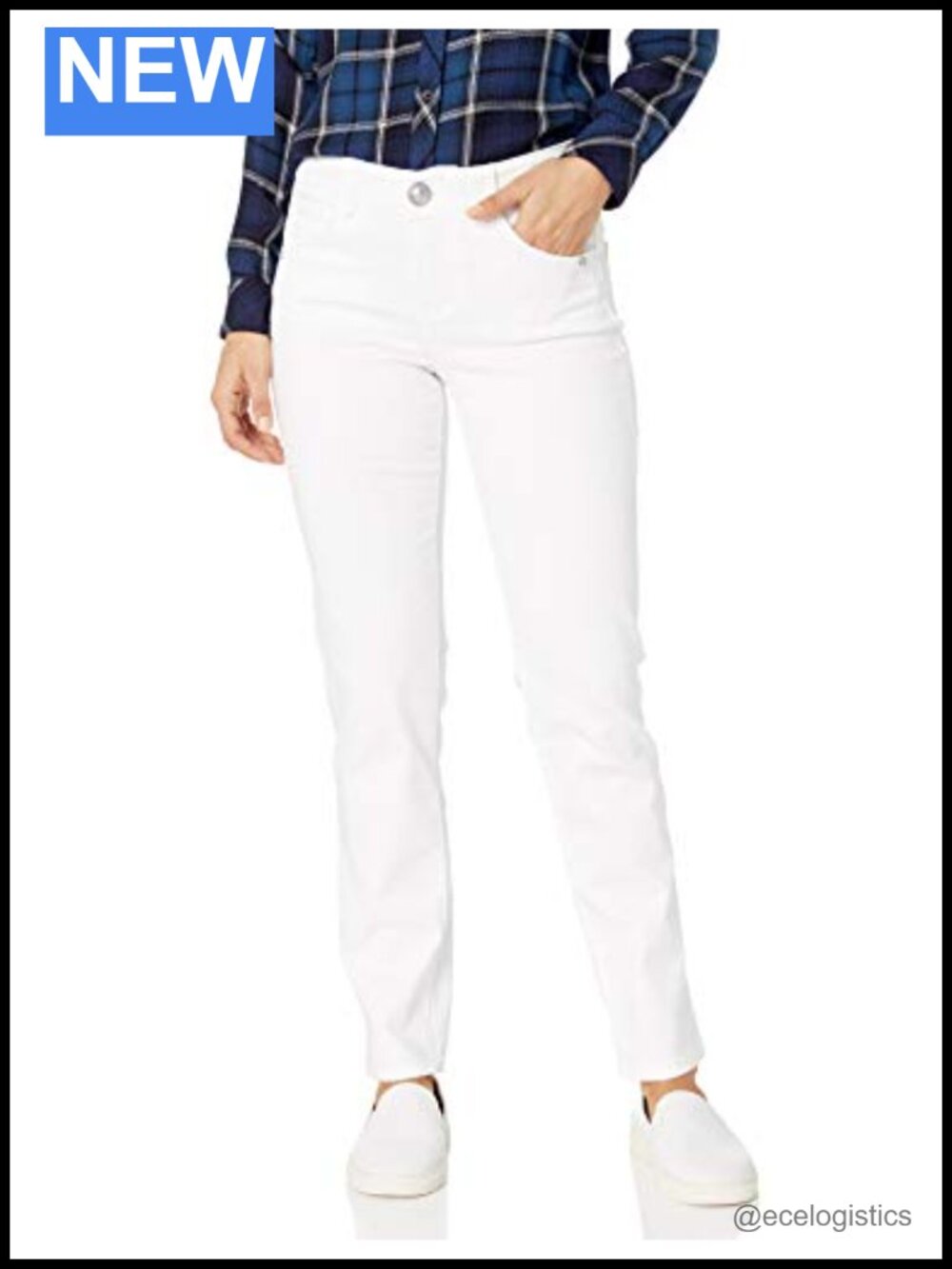 Plus Size Straight Leg Jeans High Stretch Cotton